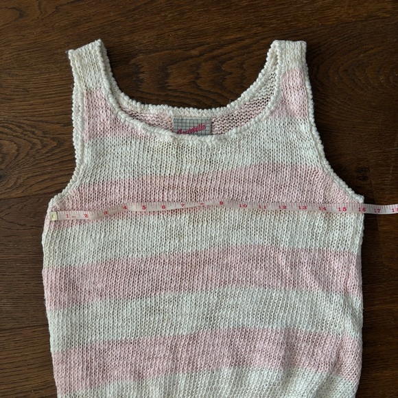Vintage Knit Pink and Cream Striped Tank Top - Picture 8 of 9